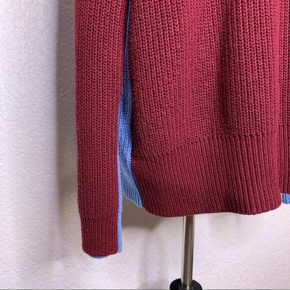 Urban Outfitters blue maroon colorblock knit v neck sweater size Medium - Picture 7 of 10
